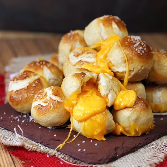 Cheesy Stuffed Pretzel Bombs