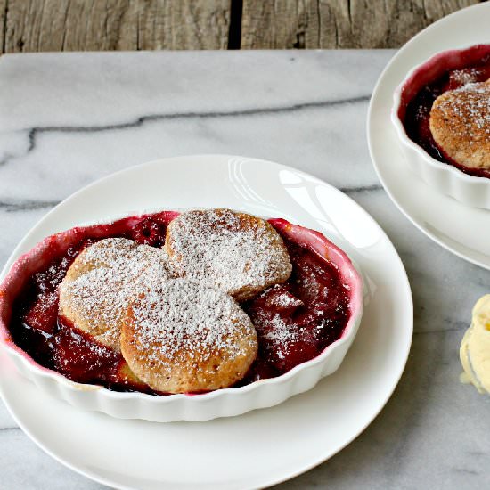 Rhubarb and Raspberry Cobbler