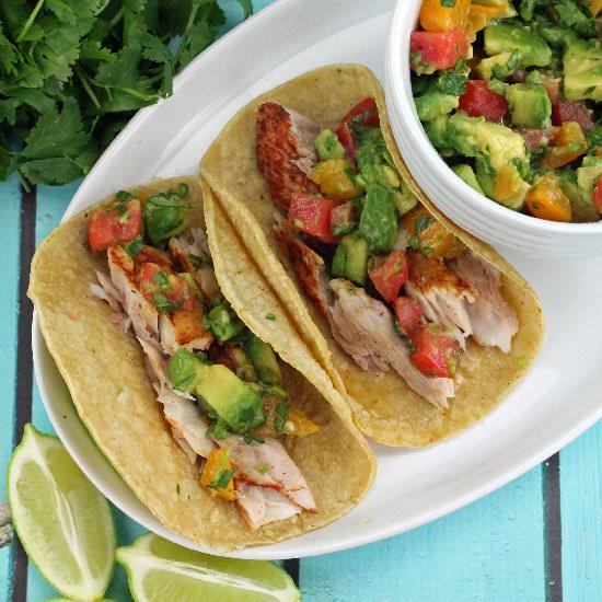 Fish Tacos with Avocado Salsa