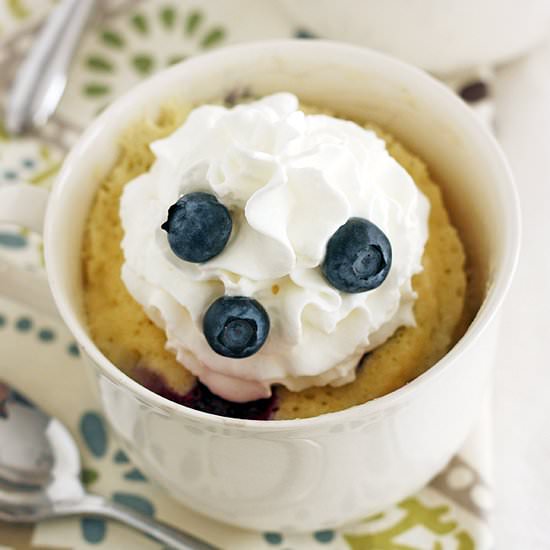 Blueberry White Chocolate Mug Cakes