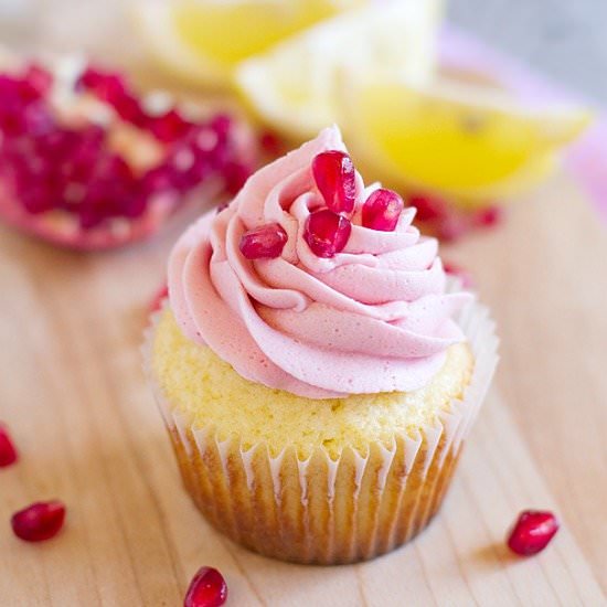 Lemon Pomegranate Cupcakes