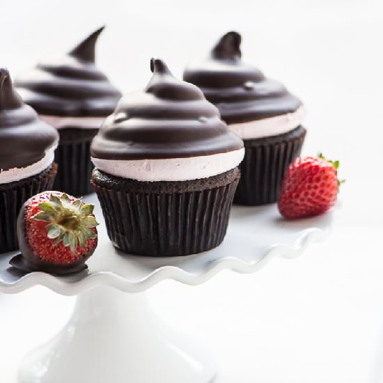 Chocolate Strawberry Hi Hat Cupcake