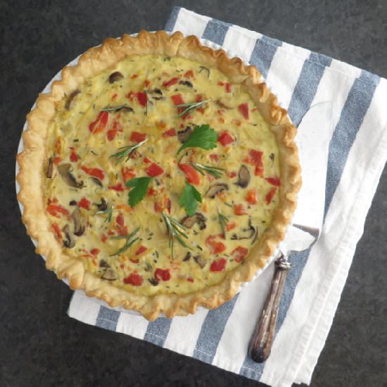 Roasted Pepper and Artichoke Quiche