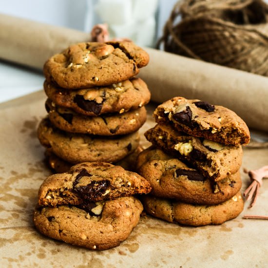Double popcorn choc chip cookies