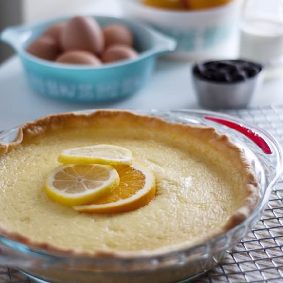 Black bottom lemon custard pie