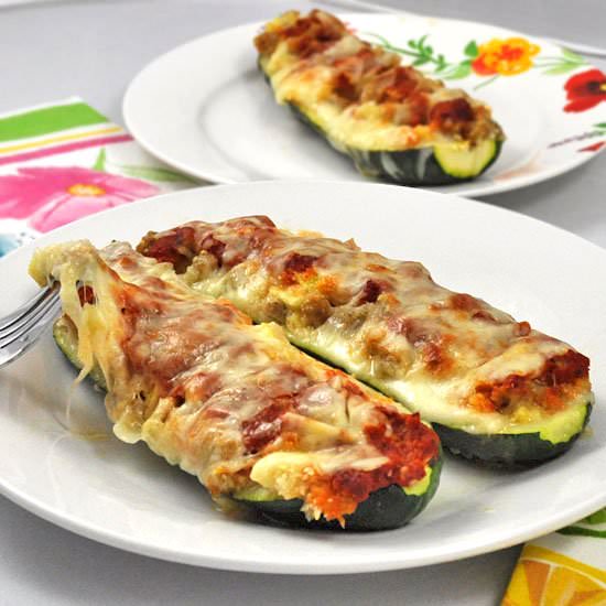 Pork Sausage Stuffed Zucchini