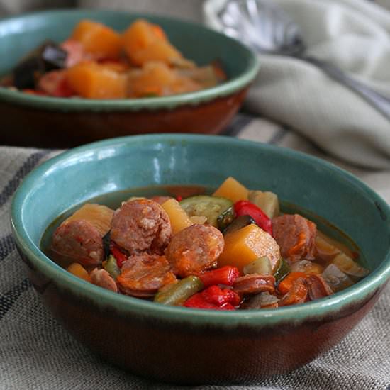 Roasted Vegetable Chorizo Soup