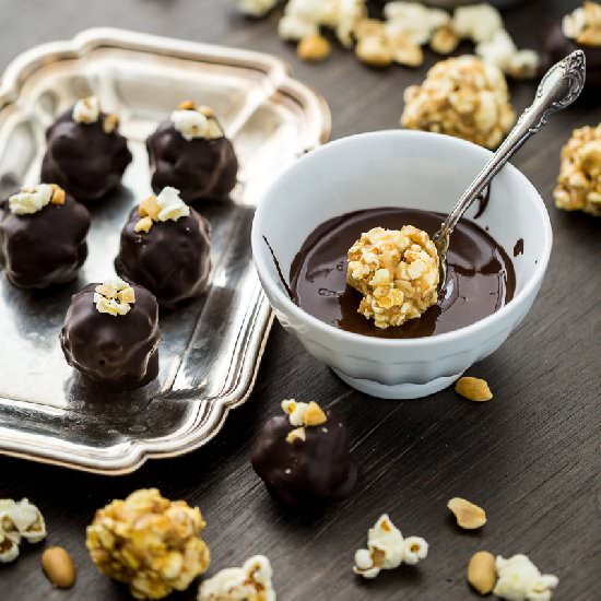 Chocolate PB Popcorn Truffles