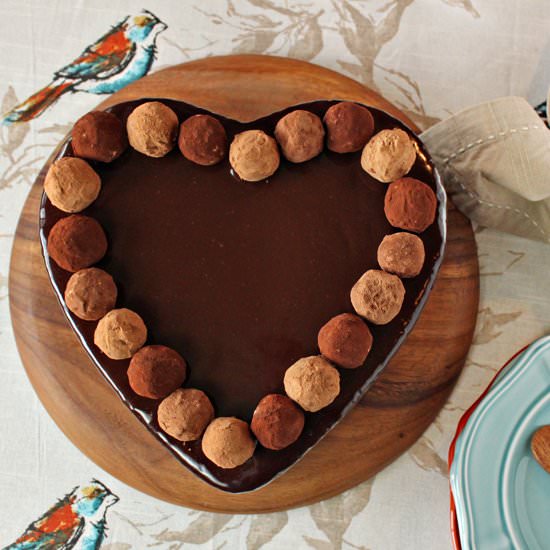 Truffle-Topped Heart Cake