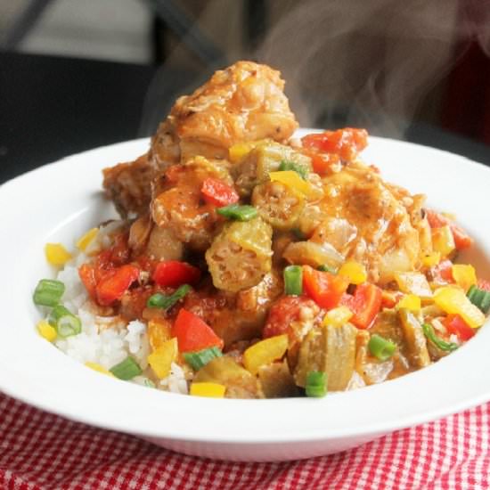 Slow cooker chicken and okra