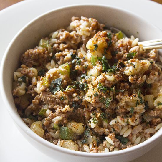 Spicy Mince and Risoni Pilaf