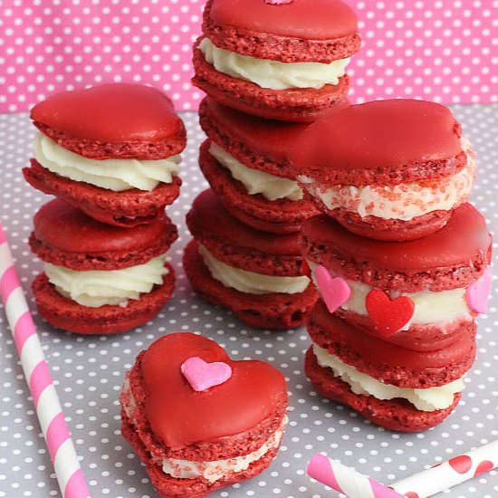 Red Velvet Valentine Macarons
