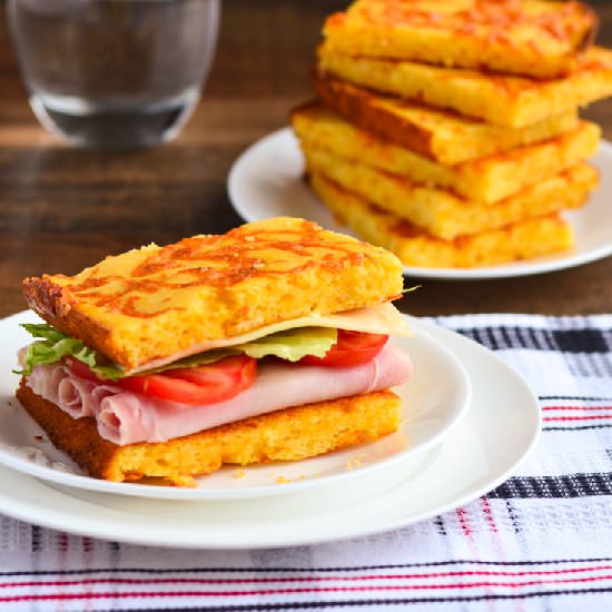 Ham and Cheese Cornbread Sandwich