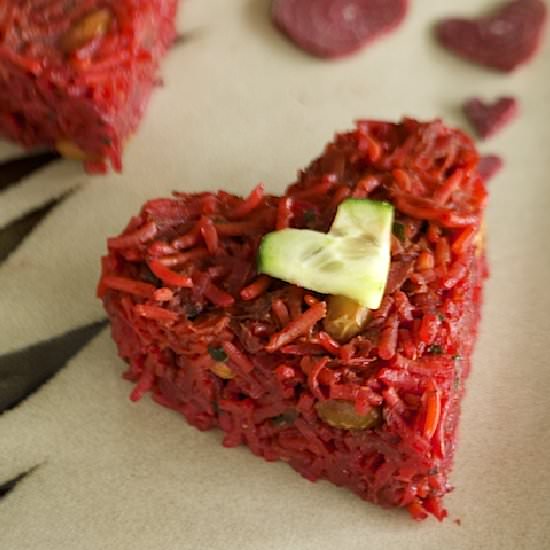 Beetroot Pulao with Coconut milk