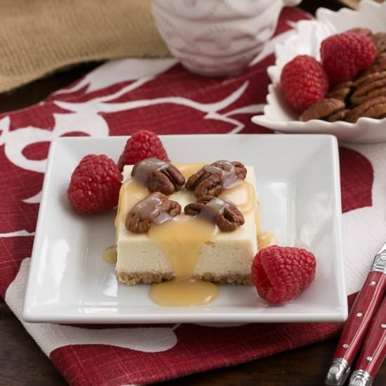 Caramel Pecan Cheesecake Bars