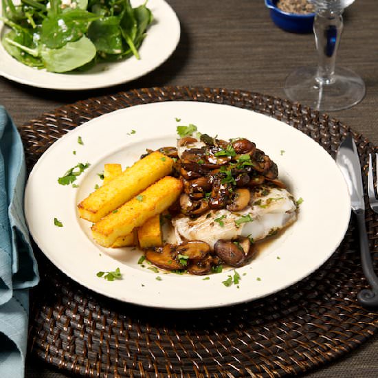 Cod with Sauteed Mushrooms
