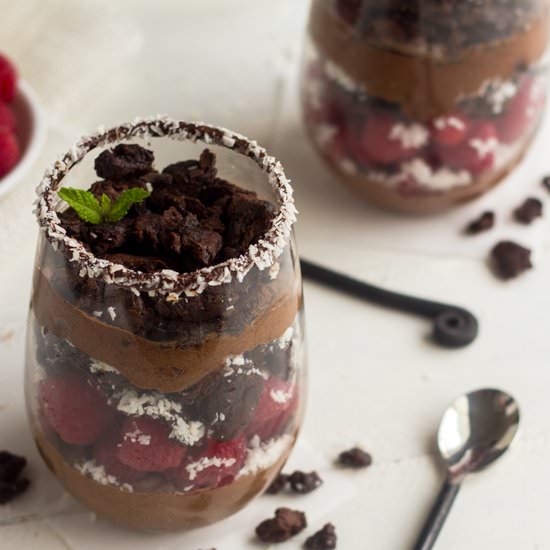Brownie Coconut Raspberry Parfaits