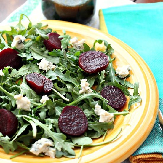 Baby Arugula, Beet, Gorgonzola Salad