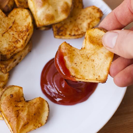 Baked Heart Shaped French Fries