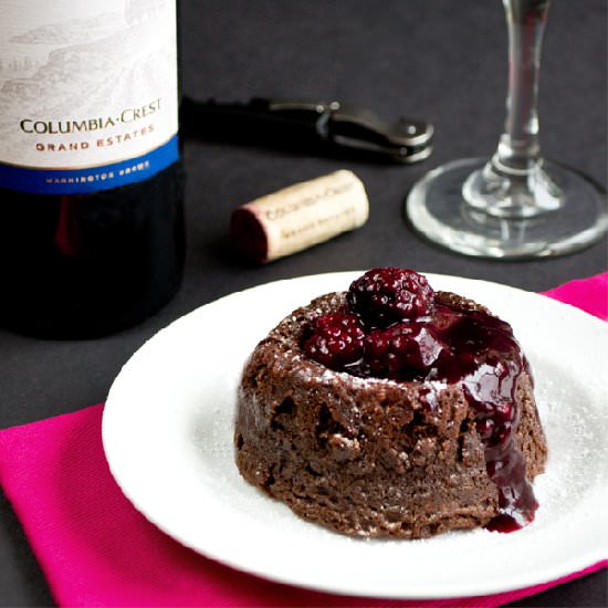 Chocolate Lava Cake w Wine Sauce