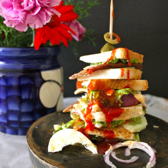 Chicken Salami Club Sandwich