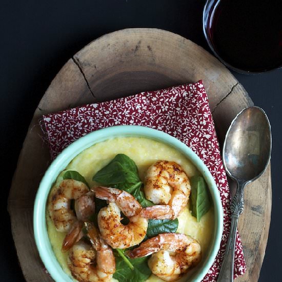 Chipotle Shrimp over Creamy Polenta