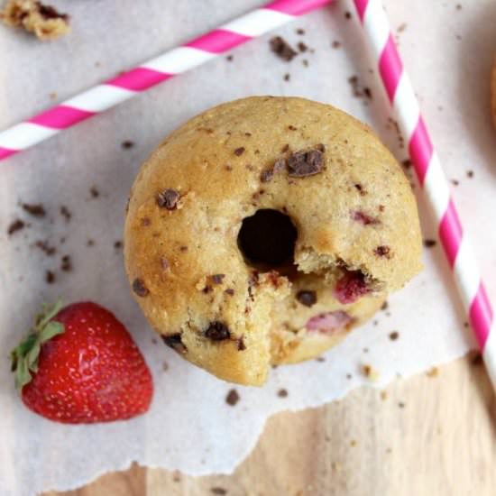 Strawberry Choc Chip Vanilla Donuts