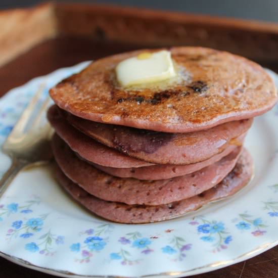 Beet, Blueberry and Buckwheat Pancakes