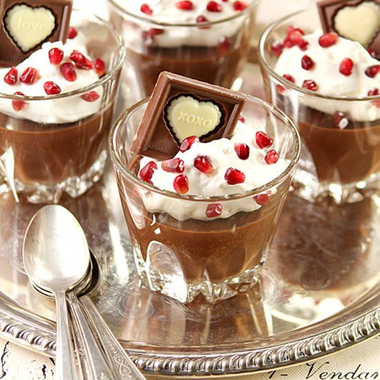 Pots de Creme with Pomegranate