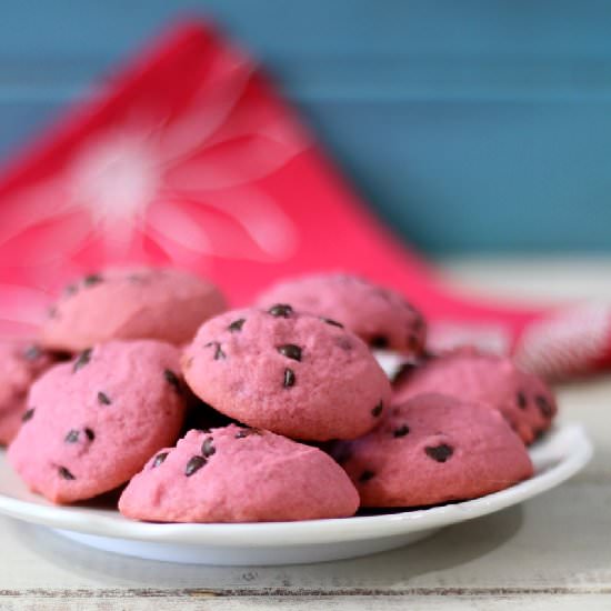 Pink Chocolate Chip Cookies