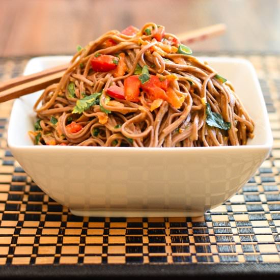 Soba Noodle Hummus and Herb Salad