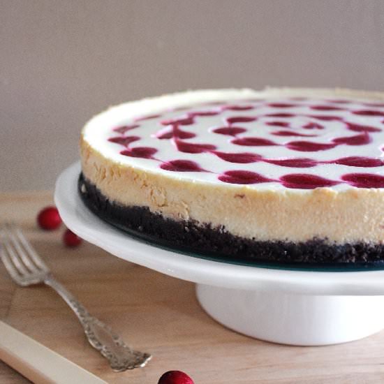Cranberry Heart Swirl Cheesecake