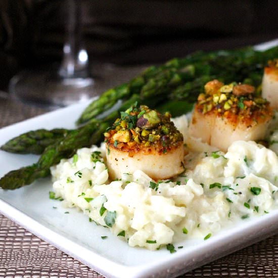 Pistachio-Encrusted Sea Scallops