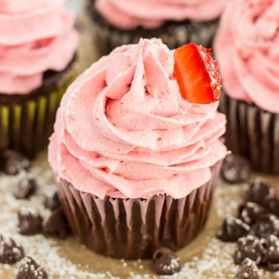 Strawberry Mousse Chocolate Cupcake