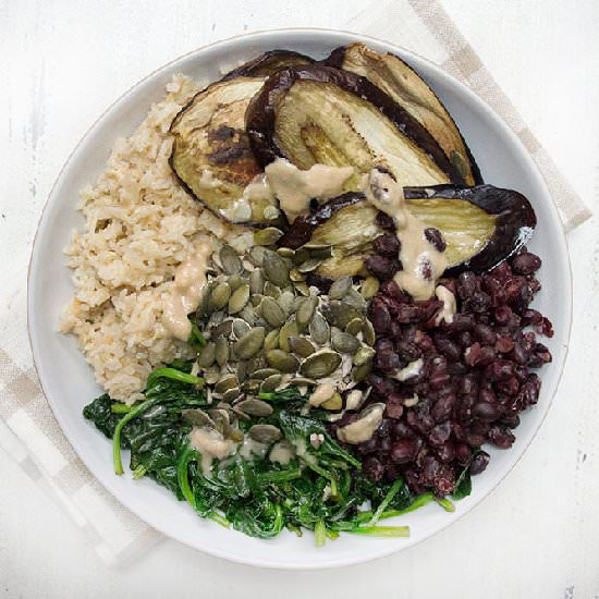 Roasted Eggpant and Tahini Bowl