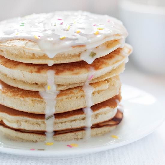 Iced Birthday Cake Pancakes
