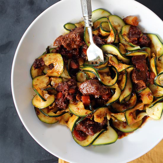 Beef Stew with Zucchini Noodles