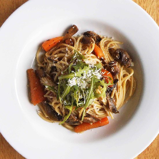 Mushroom & Basil Pesto Spaghetti