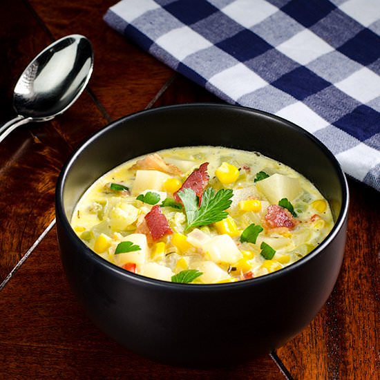 Celery, Corn, and Bacon Chowder