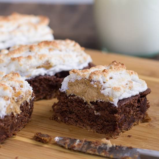 Chocolate PB Meringue Bars