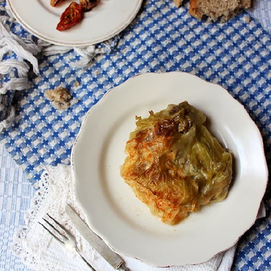 Chops in Sauerkraut Leaves
