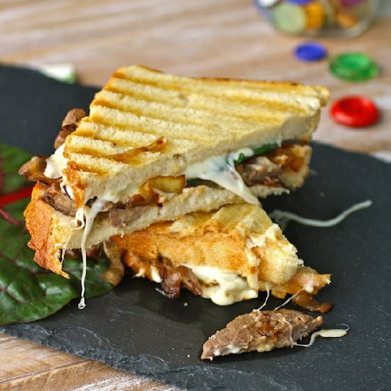 Onion, Steak & Swiss Chard Panini