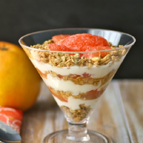 Pink grapefruit yogurt parfait