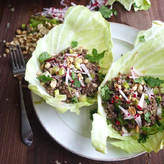 Thai Pork Salad Cabbage Wrap