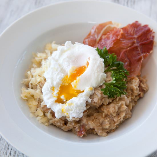 Savory Oatmeal, Cheese and Prosciutto