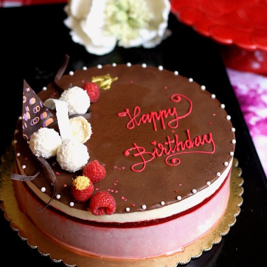 Raspberry Mousse Birthday Cake