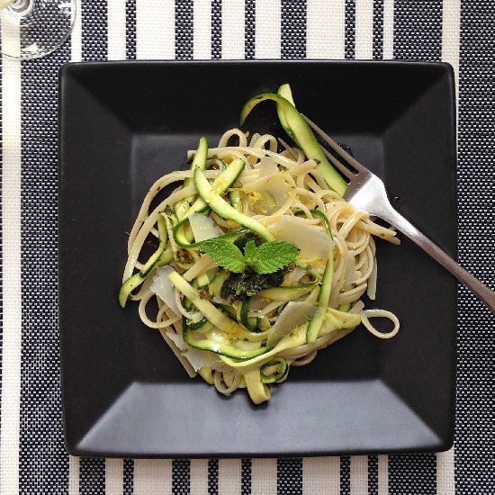 Linguine with Zucchini, Mint & Lemon