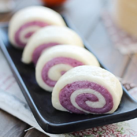 Steamed Purple Sweet Potato Buns