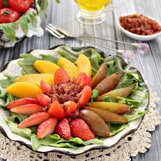 Fresh Fruit Salad with Bak Kwa Bits