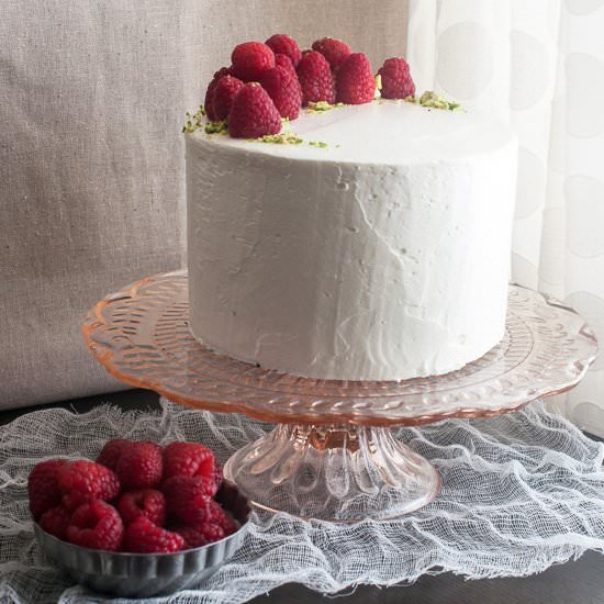GF Pistachio Cake with Raspberry